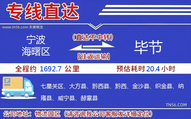宁波海曙区到毕节物流公司