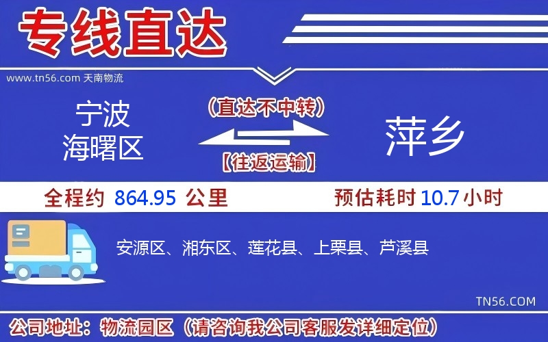 宁波海曙区到萍乡物流公司