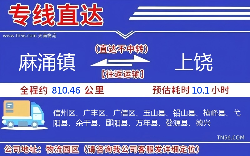 麻涌镇到上饶物流公司 麻涌镇到上饶物流公司