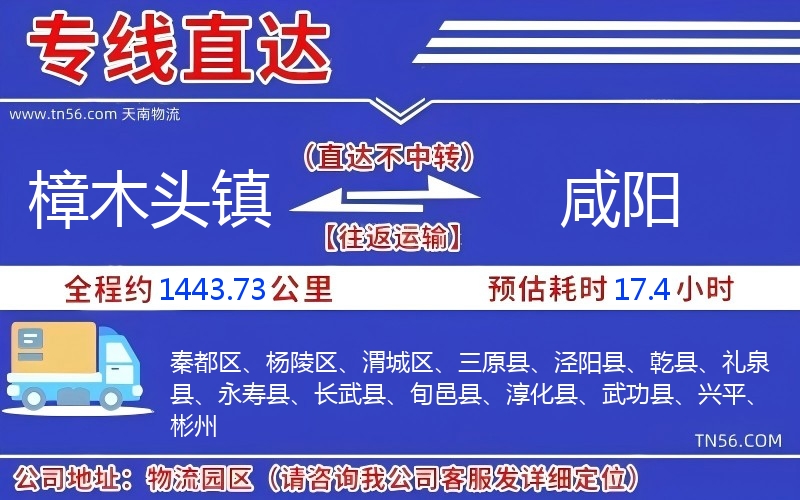 樟木头镇到咸阳物流公司