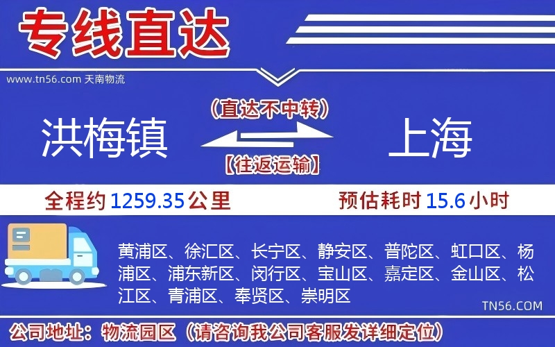 洪梅镇到上海物流公司 洪梅镇到上海物流公司