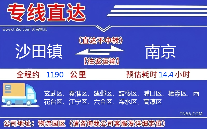 沙田镇到南京物流公司