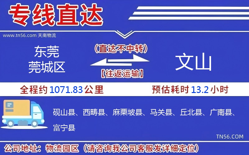东莞莞城区到文山物流公司