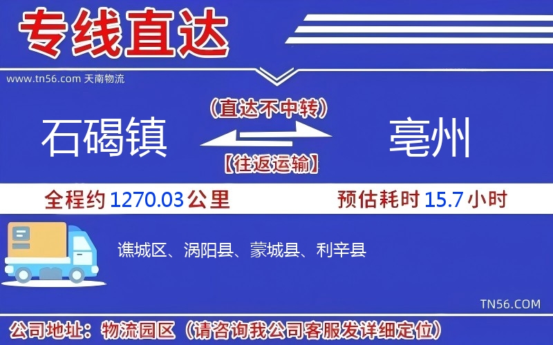 石碣镇到亳州物流公司